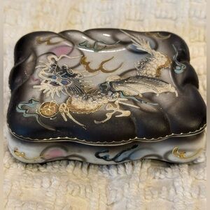 Vintage Hand Painted Moriage Dragonware Cigarette or Trinket Box AS-IS